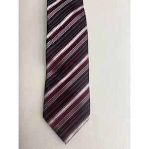 Covington Men’s Black Gray Silver Burgundy Stripe Necktie